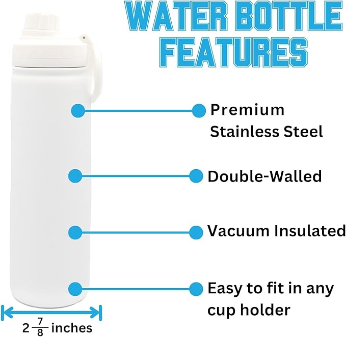 Michigan State Water Bottle - White Double Walled Stainless Steel 24 oz Keeps Drinks Cold or Hot