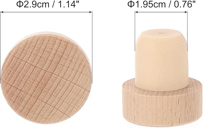 uxcell 12 Pcs Wine Bottle Corks, T-shaped Stopper Cork, Reusable Wine Corks Wooden and Rubber Wine Stoppers Bottle Stoppers Sealing Bottle Stopper for Beer Bottles
