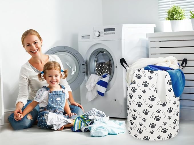 Kids Laundry Hamper,Dog Laundry Basket Collapsible Puppy Storage Baskets for Home Decor,Office,Toy Organizer,(Dog paw)