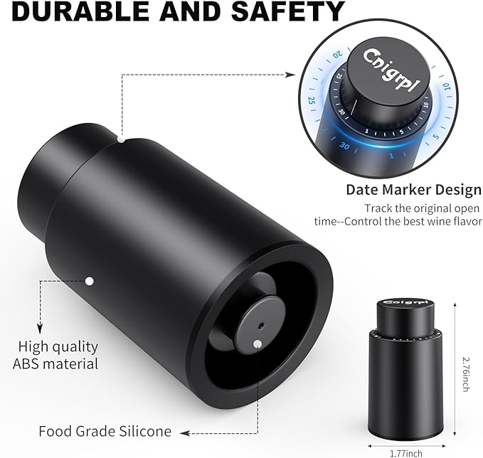 Wine Bottle Stoppers，2-in-1 Vacuum Wine Stopper，Reusable Wine Savers, Wine Preserver Vacuum Pump Corks Keep Wine Really Fresh, Best Gift for Wine Lovers for Christmas Gifts (2Pack)