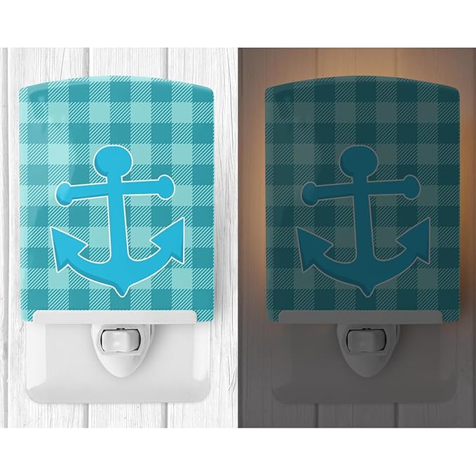 Caroline's Treasures BB8892CNL Nautical Anchor #3 Ceramic Night Light Compact, UL-Certified, Ideal for Bedroom, Bathroom, Nursery, Hallway, Kitchen, 6x4x3, Multicolor