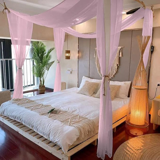 Fragrantex Pink Sheer Scarf Curtain for Canopy Bed Lightweight Soft Chiffon Fabric Decorative Scarf Swage Valance for Window Kids Room Wedding Party Arch 52" Wx256 L 7 Yards,1 Panel,Blush