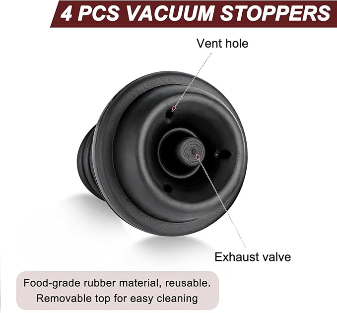 Wine Saver Pump with 4 Vacuum Stoppers, Wine Preserver for Wine Bottles, Reusable Bottle Sealer Keeps Wine Fresh