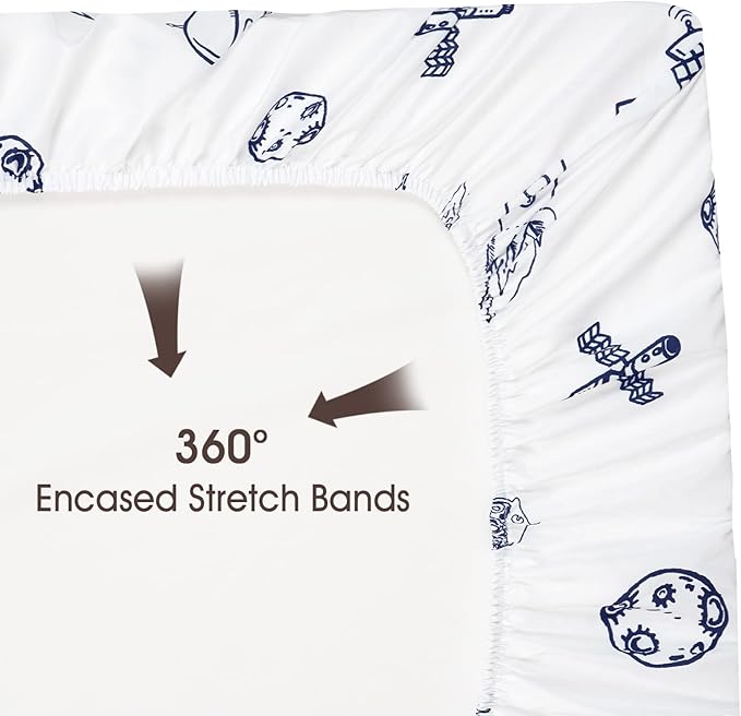 PHF Soft Bassinet Sheet Set, 2 Pack Silky Comfy Breathable Cradle Sheets for Baby Boys Girls, Univeral Fit for Most Cradle and Bassinet Mattress, Space