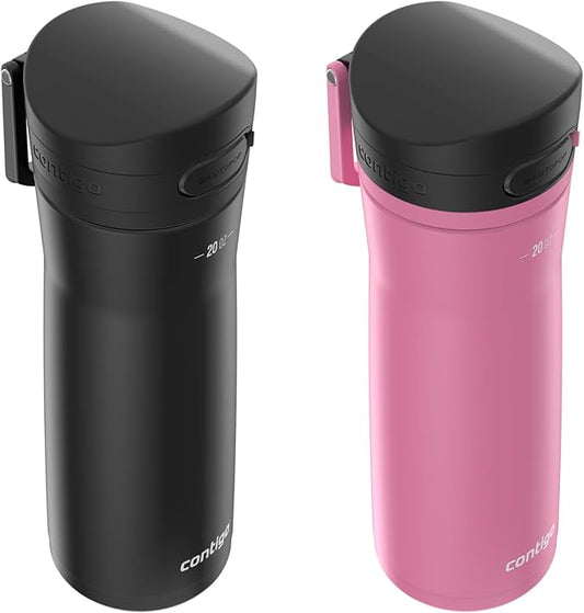 Contigo Jackson Water Bottle, 20 oz, 2-Pack, Pansy; Licorice
