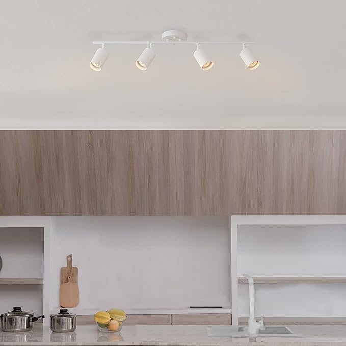 Globe Electric Pratt 4-Light Track Lighting, Matte White, Bulb Not Included