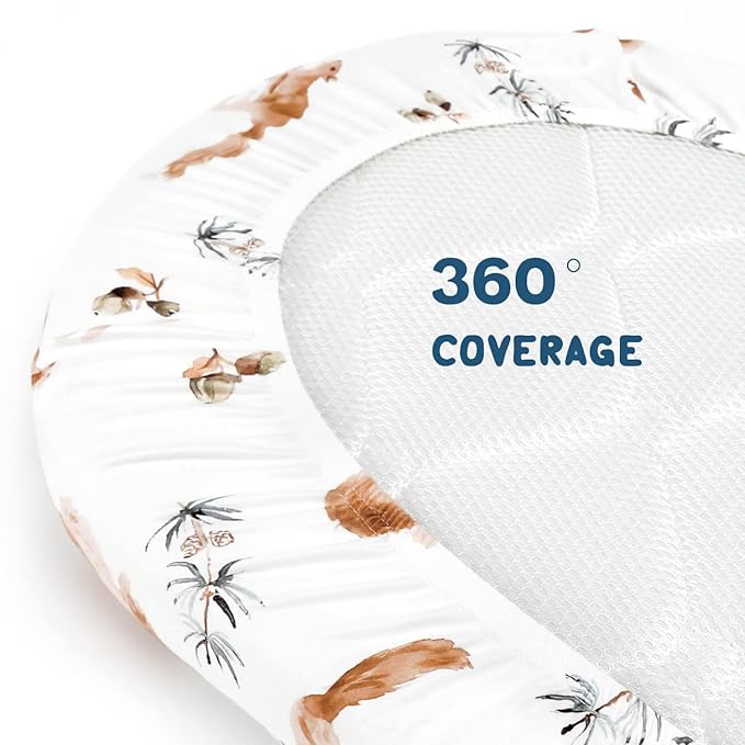 Stretchy Ultra Soft Fitted Bassinet Sheet Set 3 Pack, Universal Fit for Bassinets Baby Cradle Moses Basket Oval Rectangle Mattress Safe and Snug, Cute Jungle Squirrels and Animals