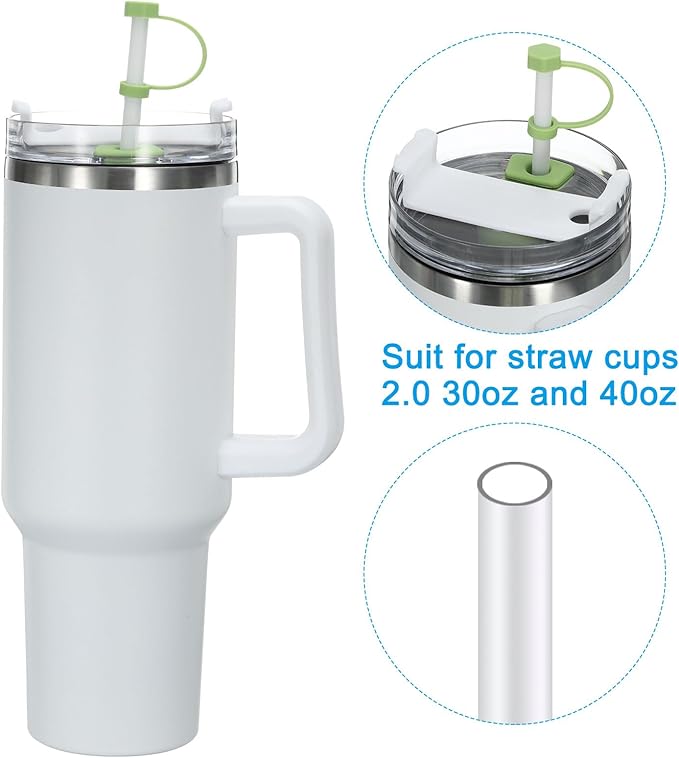 PATIKIL Silicone Spill Stopper for Straw Cup 2.0 40oz/ 30oz, Set of 12 Tumbler Accessories Including 4 Straw Cover Cap, 4 Square Spill Stopper and 4 Round Leak Stopper, Green