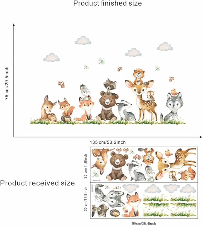 Jungle Animals with Tree Plant Wall Decals Monkey Lion Tiger Wall Stickers Baby Nursery Kids Room Living Room Home Decor (Animal6)