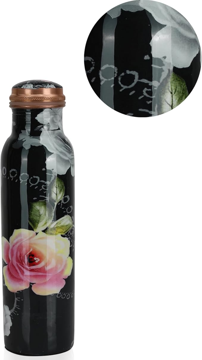 Copper Water Bottle for Drinking 34 oz Handmade Ayurvedic Health Benefits Leak Proof Copper water Bottle With Carry Bag for Sport Fitness Yoga - Natural Copper Water Bottle