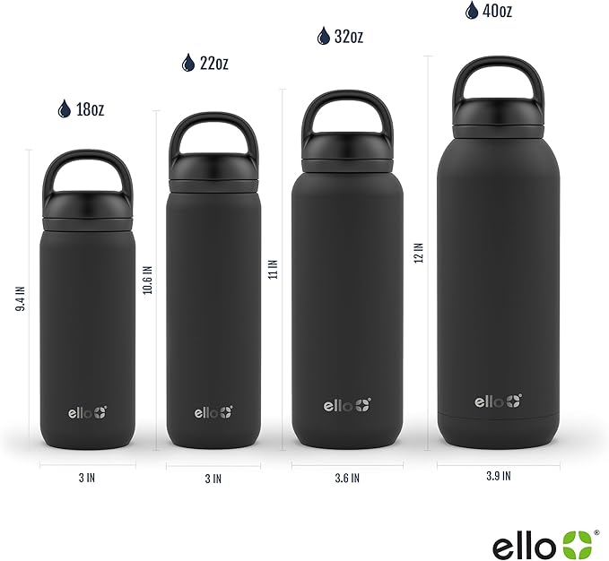 Ello Cooper 18oz Kids Stainless Steel Water Bottle with 2 Lids Chug and Straw | Leak Proof Double Walled and Vacuum Insulated | Fits Car Cupholder | Built in Carry Loop | Dishwasher Safe | White