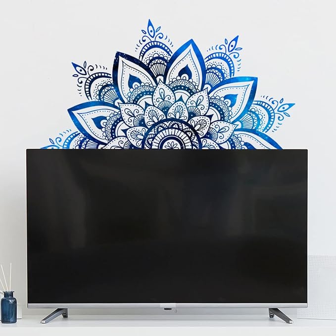 Blue and White Mandala Wall Sticker - Stylish Geometric Decor, 1 Sheet Set