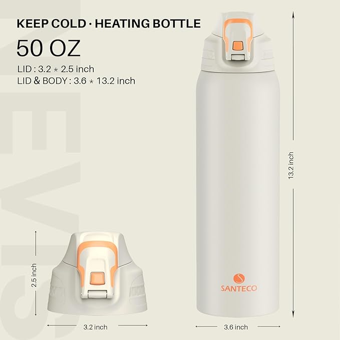 Insulated Sports Water Bottle, Stainless Steel Water Bottles with Locking Flip Top Lid, Insulated Bottle with Double-Wall Vacuum Insulation for Fitness and Outdoor Enthusiasts