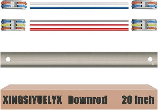 22" Ceiling Fan Downrod, 【1 Outside Diameter】 Brushed Nickel Extended Downrod, including 4 Wire Connectors and 5 Extension Wires (No Threads)