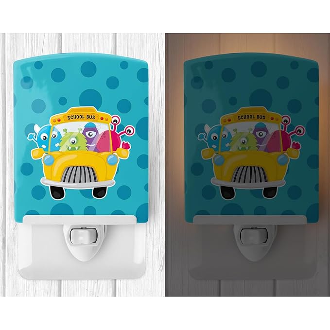Caroline's Treasures BB8862CNL Monster School Bus Ceramic Night Light Compact, UL-Certified, Ideal for Bedroom, Bathroom, Nursery, Hallway, Kitchen, 6x4x3, Multicolor