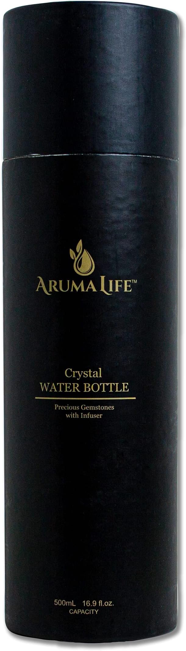 Crystal Water Bottle with a Loose-Leaf Tea/Fruit Infuser, Safe for Hot and Cold Drinks, Eco-friendly & Plus BONUS Protective Sleeve & Extra Set of Crystals Amethyst & Rose Quartz
