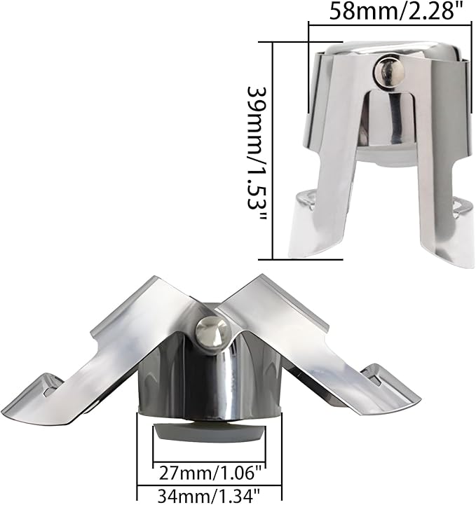 Uenhoy 6 Pack Champagne Stoppers Stainless Steel Wine Bottle Stopper with Food Grade Silicone, Bottle Plug Sealer, Reusable Champagne Cork, Bubble Retaining Saver for Champagne Prosecco Cava