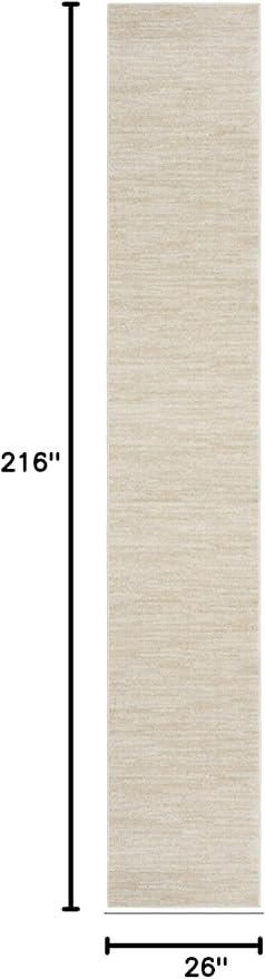 Nourison Essentials Indoor/Outdoor Ivory Beige 2'2" x 18 Area Rug, Easy Cleaning, Non Shedding, Bed Room, Living Room, Dining Room, Backyard, Deck, Patio (2x18)