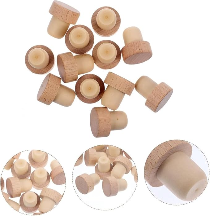 8-Piece Wine Bottle Stopper T-Shaped Bottle Stopper, Reusable Wine Bottle Stopper, Wooden And Rubber Bottle Stopper, Sealing Stopper, Beer Bottle Stopper Process, 1.2*0.86 inch