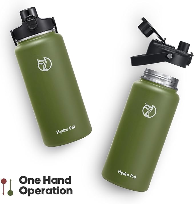 Half Gallon Insulated Water Bottle with 2-in-1 Lid (Chug Lid/Straw Lid), 40/64oz Double Walled Vacuum Stainless Steel Water Bottles, Water Jug with Straw