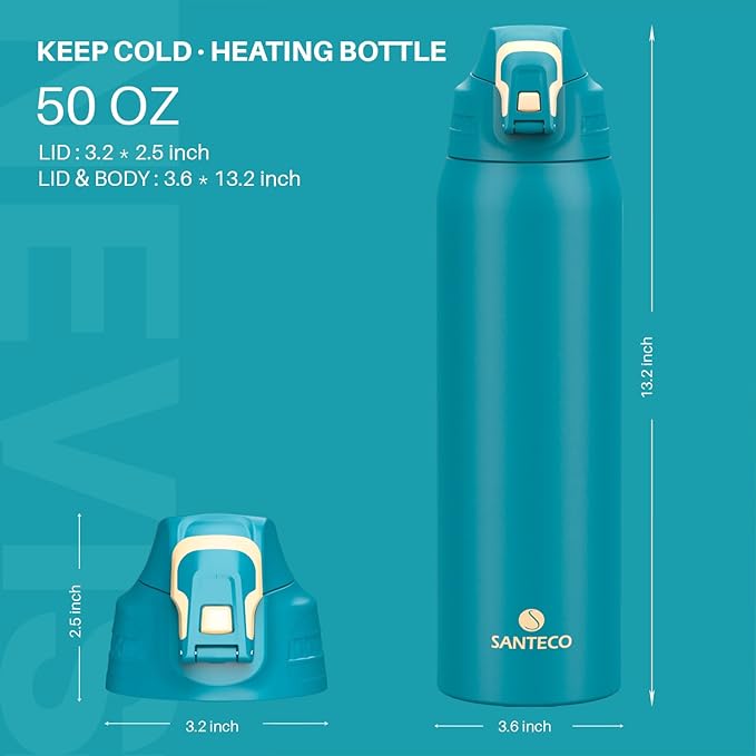 Insulated Sports Water Bottle, Stainless Steel Water Bottles with Locking Flip Top Lid, Insulated Bottle with Double-Wall Vacuum Insulation for Fitness and Outdoor Enthusiasts