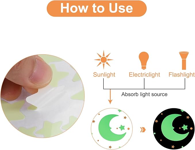 uxcell 420Pcs Glow Stars, Glow in The Dark Ceiling Stickers, Adhesive Stars Wall Decals Glowing Decal Decoration for Ceiling and Wall