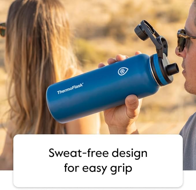 ThermoFlask 16 oz Double Wall Vacuum Insulated Stainless Steel 2-Pack of Water Bottles, Red/Blue