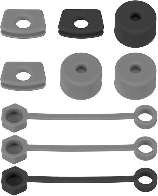 PATIKIL Silicone Spill Stopper for Straw Cup 1.0 2.0 40oz/ 30oz, Set of 9 Tumbler Accessories Including 3 Straw Cover Cap, 3 Square Spill Stopper and 3 Round Leak Stopper, Black/Grey