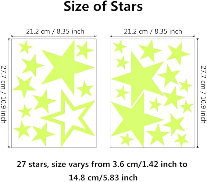 Glow in The Dark Moon and Stars Wall Stickers|435 Pcs Luminous Mural Decals for Ceiling and Wall| Perfect for Nursery Classroom Playroom Bedroom Living Room Decoration (Peel and Stick)
