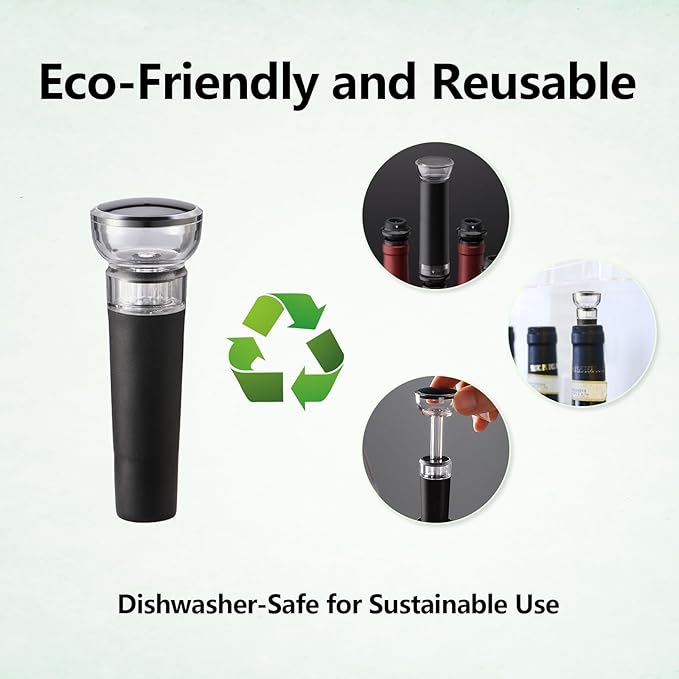 Wine Vacuum Pump and Stopper Wine Preserver Plug Keep Wine Fresh Reusable Wine Protector Stoppers Wine Bottles Sealer Safe Silicone Caps saver pump(4 Pack)