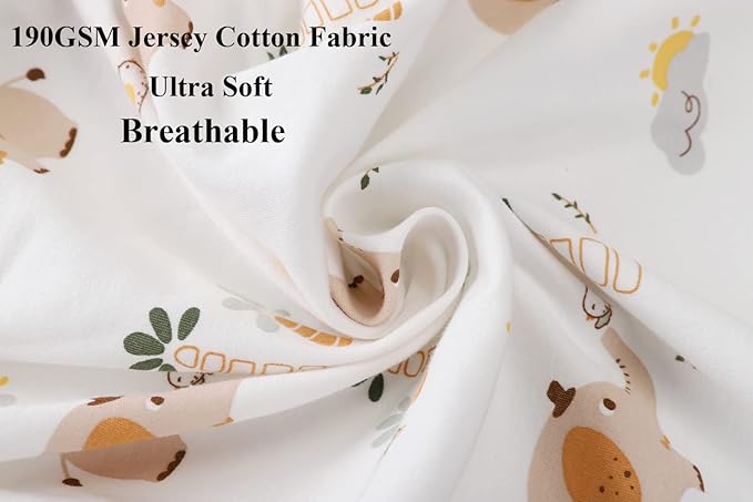 Bassinet Sheets Compatible with Maxi-COSI Iora/Swift Lightweight Portable Bassinet, Angelbliss Bassient, 2 Pack, 100% Jersey Knit Cotton 190GSM, Ultra Soft Breathable, Fox Deer and Elephant