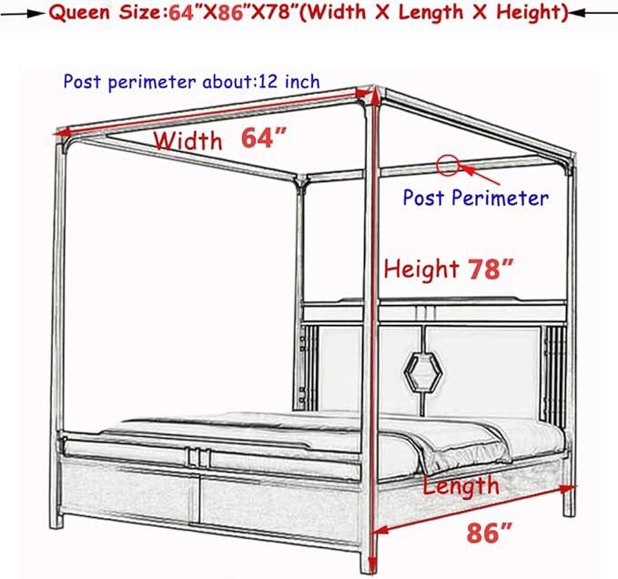 Elegant Princess 4 Corner Post Mosquito Net Romantic for Girls Women Bed Curtain Canopy for Adult Wedding Bedroom Kids Rooms Decoration (Type4-Grey, Queen)