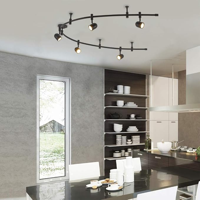 Catalina Lighting 96" Track Ceiling Light, Oil Rubbed Bronze, Transitional 5-Light LED Flex Track, Bulb Included, for Kitchen, Living Room, Home Lighting