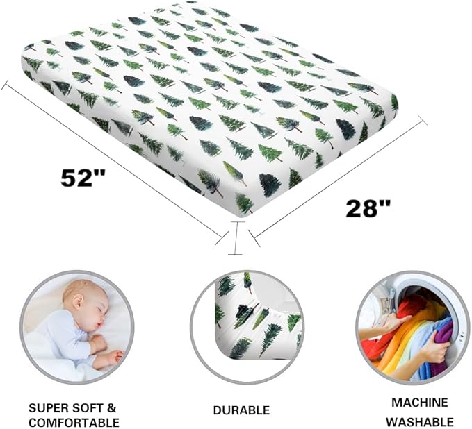 4 Pack Woodland Forest Animals Wood Neutral Unisex Fitted Baby Crib Sheets Set for Baby Boys or Girls Forest