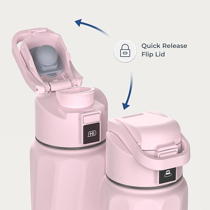 BOOST Smart Water Bottle with Reminder to Drink Water & Water Tracker Bottle - Double Wall Vacuum Insulated Water Bottle Stainless Steel, Wide Mouth 32 oz Water Bottles, Ideal for Gift - Pink