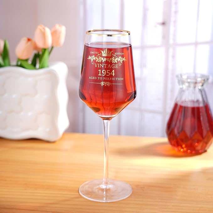 MOMRNTAIL Vintage 1954 70TH Birthday Goblet Gifts, 16OZ Goblet Wine Glass, 70 Year Old Birthday Decorations For Women men, Funny 70 Bday Gifts Idea For Friends, Sister,Dad, Mom - Turning 70 Present