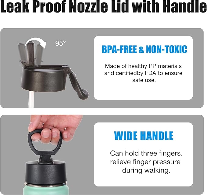 Volhoply 24oz Insulated Water Bottle With Straw Bulk 6 Pack,Metal Wide Mouth Water Bottles With Handle Lid Keep Cold,Reusable Double Wall Thermos,Powder Coated Sport Bottle For Holder(Mojito,6 Count)