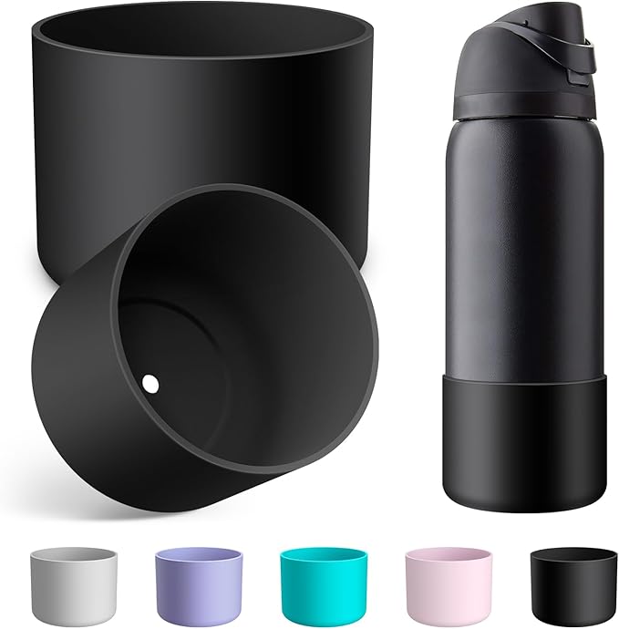 2PCS Silicone Water Bottle Boot for Owala 24oz 32oz 40oz, Anti-Slip Protective Sleeve Bottom Bumper Protector for FreeSip, Twist, and Flip Stainless Steel Water Bottles