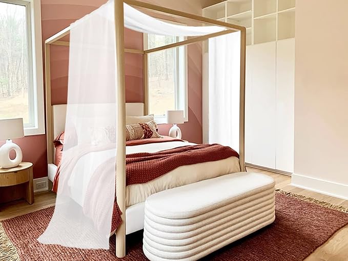 Fragrantex White Sheer Canopy Bed Curtain Scarf Chiffon Fabric for Draping Extra Long Window Scarf Valance for Living Room Outdoor Wedding Party Decor,52" Wx256 L 7 Yards,1 Panel,Soft White