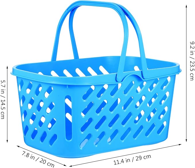 Alipis Play Grocery Basket Mini Shopping Basket Plastic Grocery Basket with Handle, Toys Storage Organizer Kitchen Storage Baskets, Blue, 2Pcs