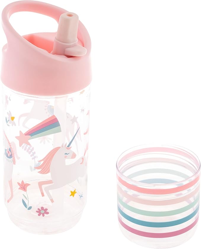 Stephen Joseph, Kids Sip and Snack Water Bottle, 12 oz Tritan BPA Free, Drink and Snack Water Bottle for Girls & Boys, Back to School Water Bottle, Pink Unicorn