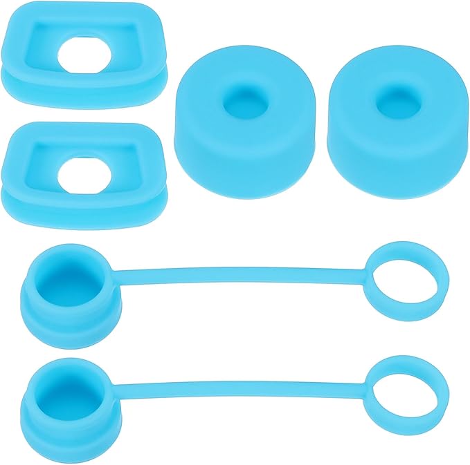 PATIKIL Silicone Spill Stopper for Straw Cup 1.0 40oz/ 30oz, Set of 6 Tumbler Accessories Including 2 Straw Cover Cap, 2 Square Spill Stopper and 2 Round Leak Stopper, Blue