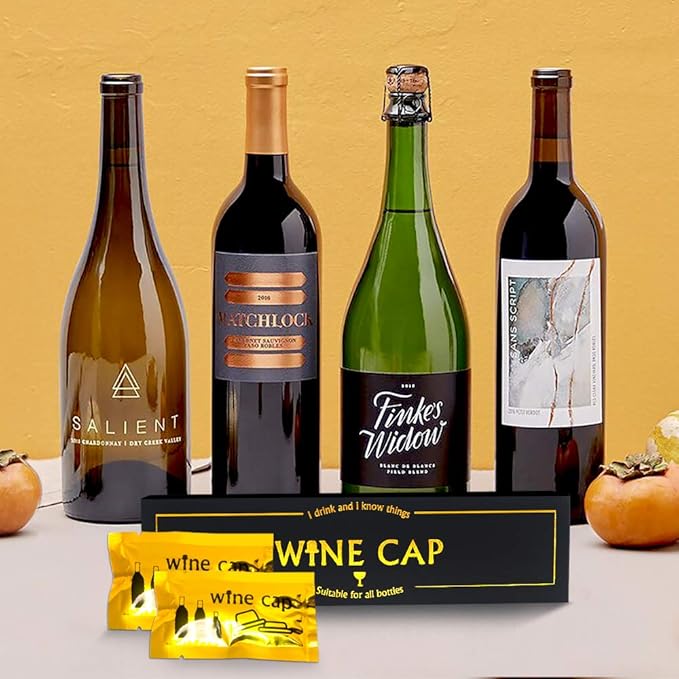 Wine Stopper - Wine Bottle Cap Reusable Wine and Beverage Bottle Stopper for Wine Lover - Novelty Wine Gift Set for Christmas Housewarming Adult Party (8 Pcs/Set)