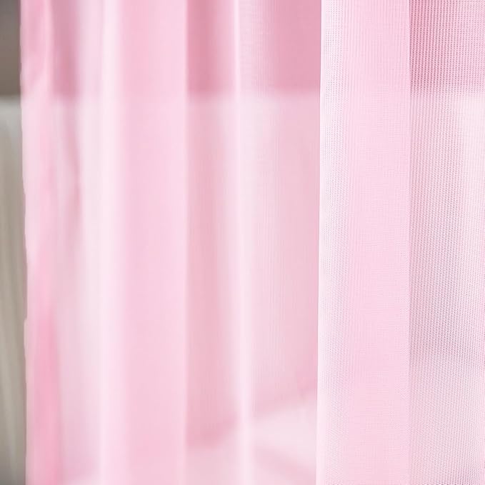 Akiky Canopy Bed Curtains with Light Princess Bed Canopy Scarf for Full/Queen Metal Bed Frame,Wood Frame Bed-2 Panel Sheer Curtain(Full/Queen,Pink)