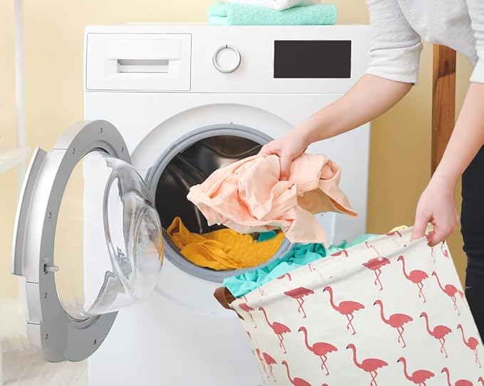 Pink Laundry Hamper,Kids Laundry Basket,Girls Hamper for Girls Room Decor,Nursery Hamper,Toy Bins,Bedroom. (Flamingo)