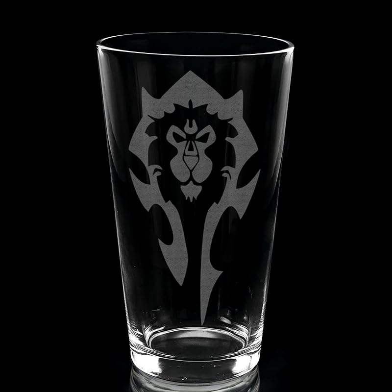 HORDE & ALLIANCE WARCRAFT Engraved Pint Glass | Inspired by Warcraft | Great Gamer Gift Idea!