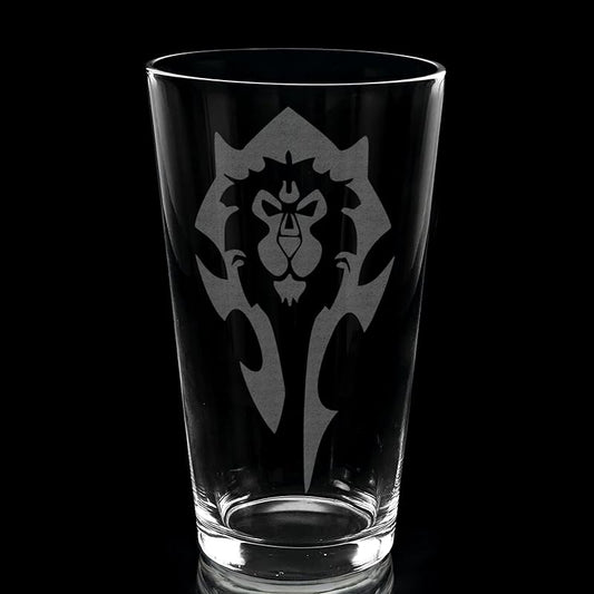 HORDE & ALLIANCE WARCRAFT Engraved Pint Glass | Inspired by Warcraft | Great Gamer Gift Idea!