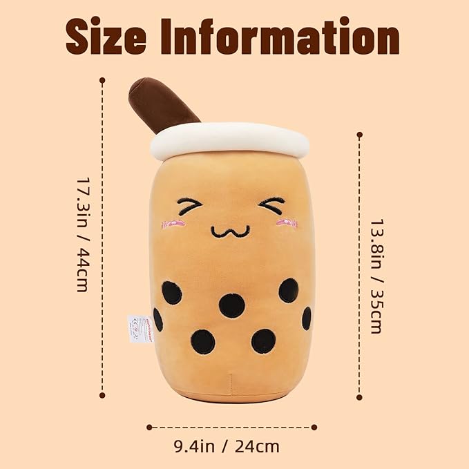 Niuniu Daddy Boba Tea Plush 20in Large/Giant/Jumbo Bubble Tea Stuffed Animals Plush Toy Pillow Cute Cuddle Stuffed Milk Tea Cuddle Pillow Food Plushies for Kids Gift
