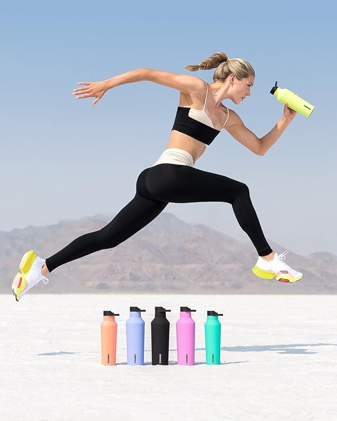 Corkcicle Sport Canteen Insulated Tumbler, Matte Black, 20 oz – Reusable Water Bottle Keeps Beverages Cold for 25 Hours & Hot 12 Hours – Cupholder Friendly Tumbler with Screw-On Cap
