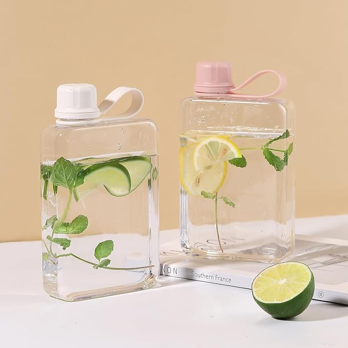 MoChic Flat Water Bottle Portable Slim Water Bottle Design BPA Free Wallet Water Bottle Can be Put into Small Pockets, Makeup Bags and Handbags,Suitable for Travel,Work and Outdoor Sports 17oz(white)